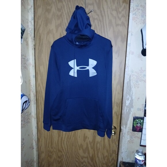 Under Armour Hoodie Loose Fit Cold Gear Blue Athletic Drawstrings Mens Sz Large - Picture 11 of 16